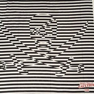 Jean Paul Gaultier Parfums Skull Stripe‎ Square Scarf 40x40 Nautical Black White